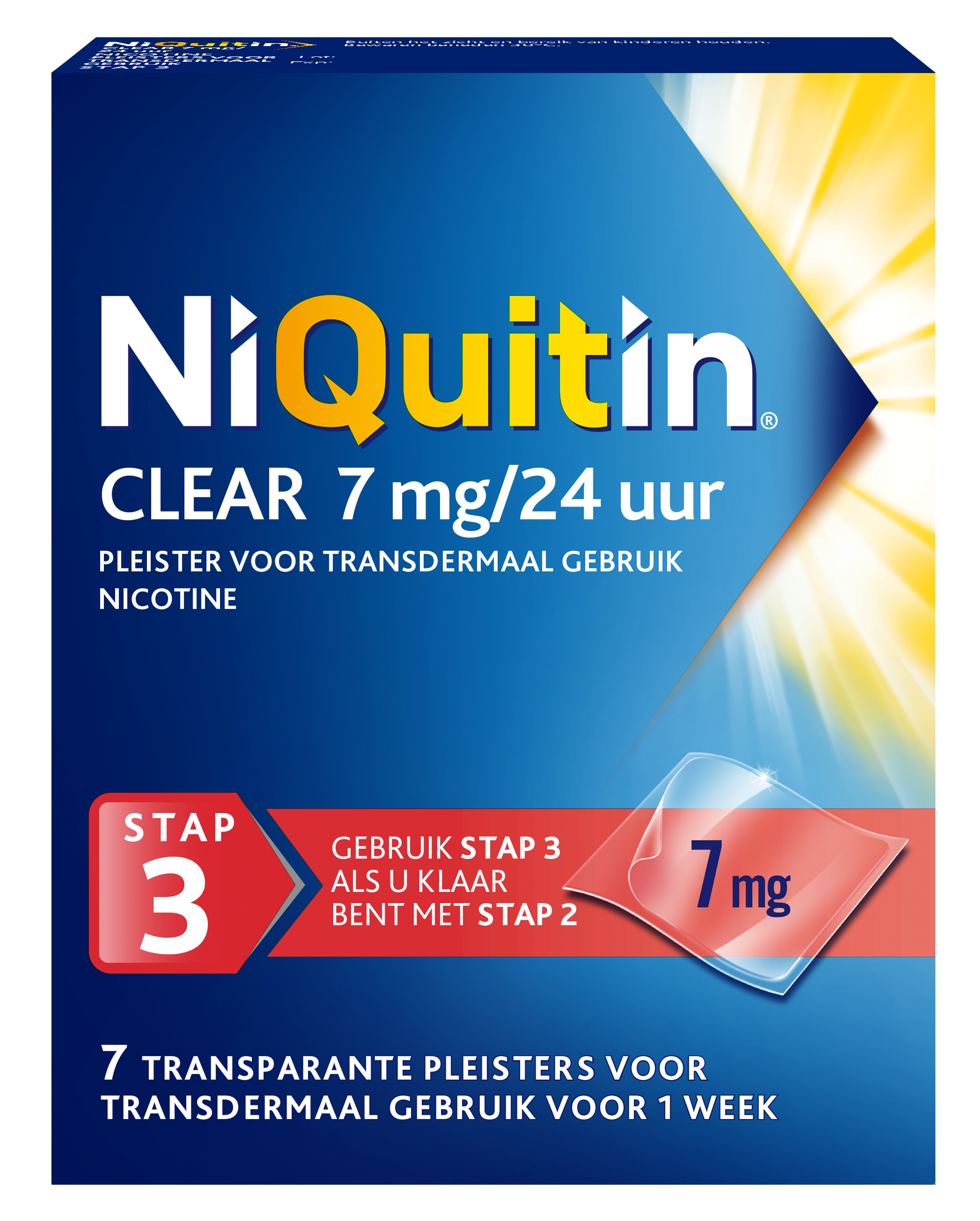 NiQuitin Clear Pleister Stap 3 / 7 mg